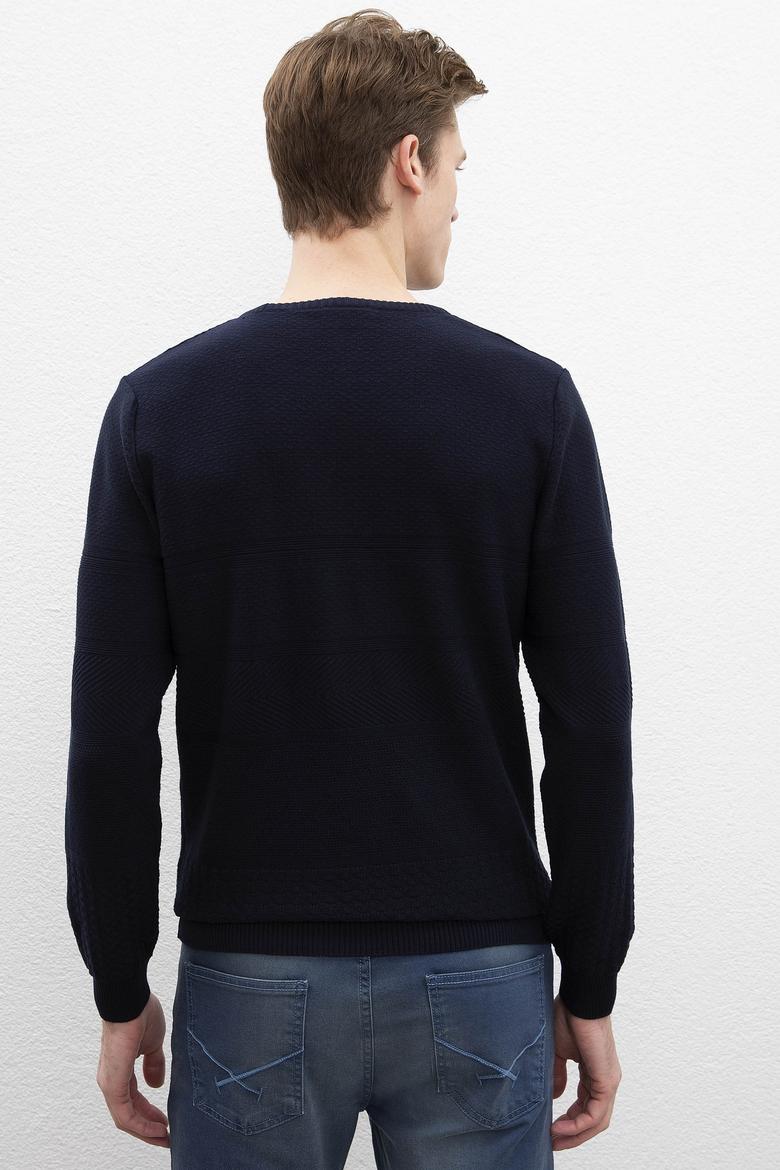 Erkek Lacivert Bisiklet Yaka Triko Kazak - 50207655028