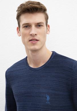 Erkek Lacivert Bisiklet Yaka Triko Kazak - 50205629004