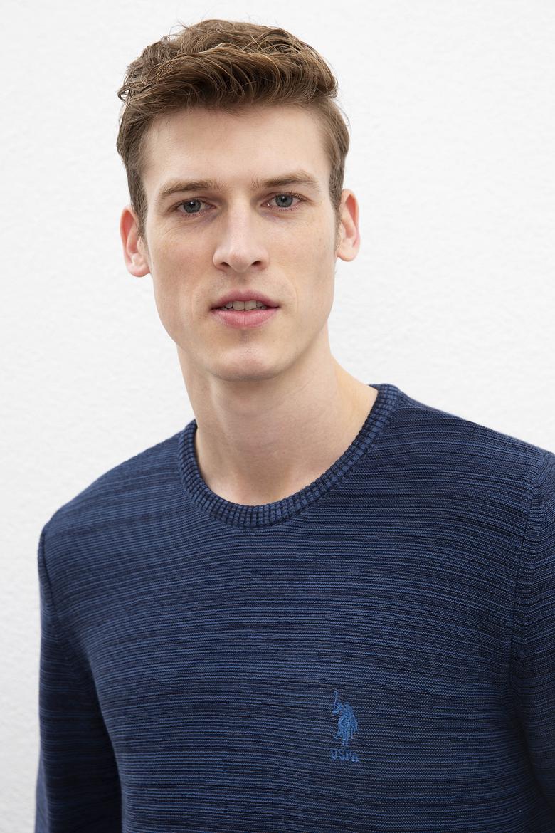 Erkek Lacivert Bisiklet Yaka Triko Kazak - 50205629004