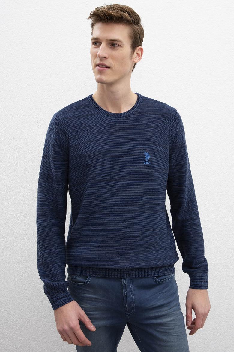 Erkek Lacivert Bisiklet Yaka Triko Kazak