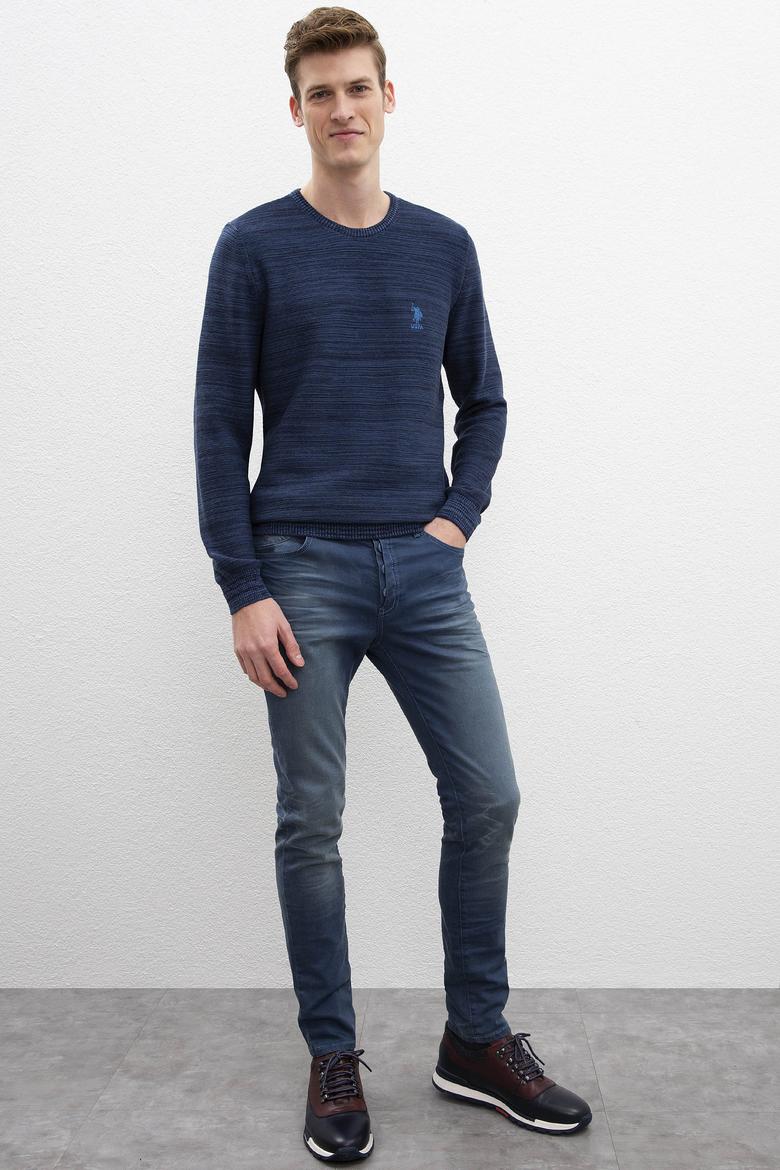 Erkek Lacivert Bisiklet Yaka Triko Kazak - 50205629004