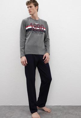 Erkek Antrasit Melanj Pijama Takımı - 50223329010