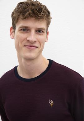 Erkek Bordo Bisiklet Yaka Sweatshirt - 50207656013