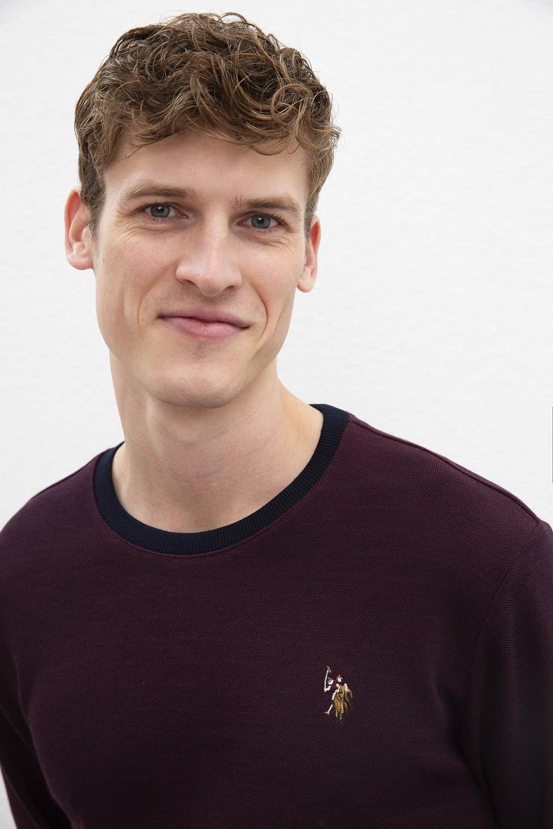 Erkek Bordo Bisiklet Yaka Sweatshirt - 50207656013