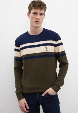 Erkek Çağla Yeşili Bisiklet Yaka Triko Kazak - 50207706013