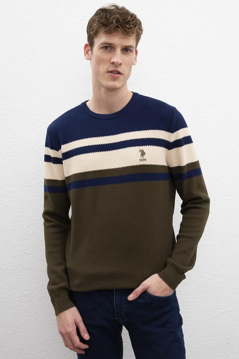 Erkek Çağla Yeşili Bisiklet Yaka Triko Kazak