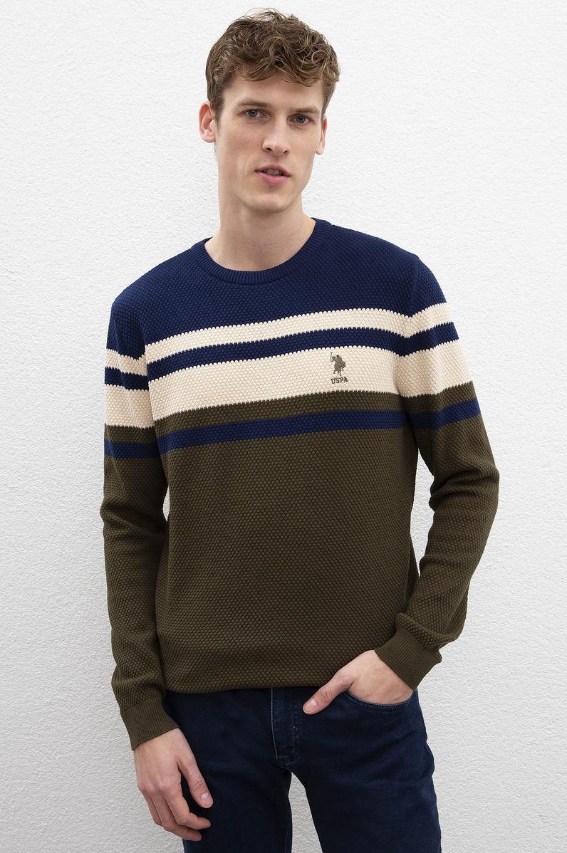 Erkek Çağla Yeşili Bisiklet Yaka Triko Kazak