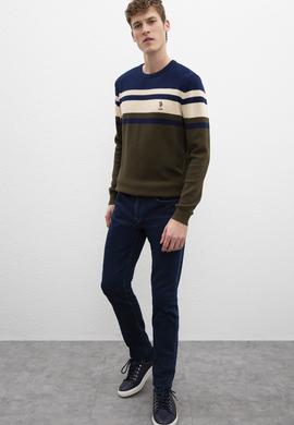 Erkek Çağla Yeşili Bisiklet Yaka Triko Kazak - 50207706013