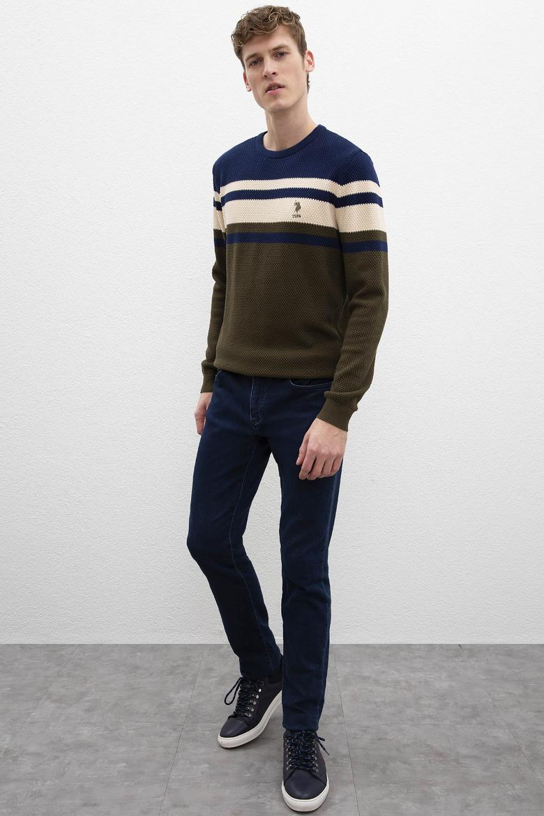 Erkek Çağla Yeşili Bisiklet Yaka Triko Kazak - 50207706013