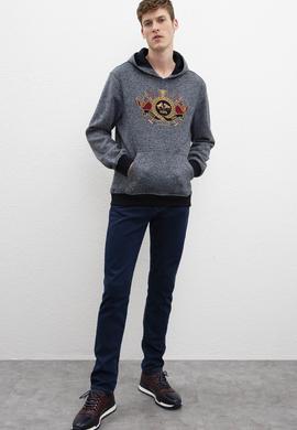 Erkek Lacivert Kapüşonlu Sweatshirt - 50213189001
