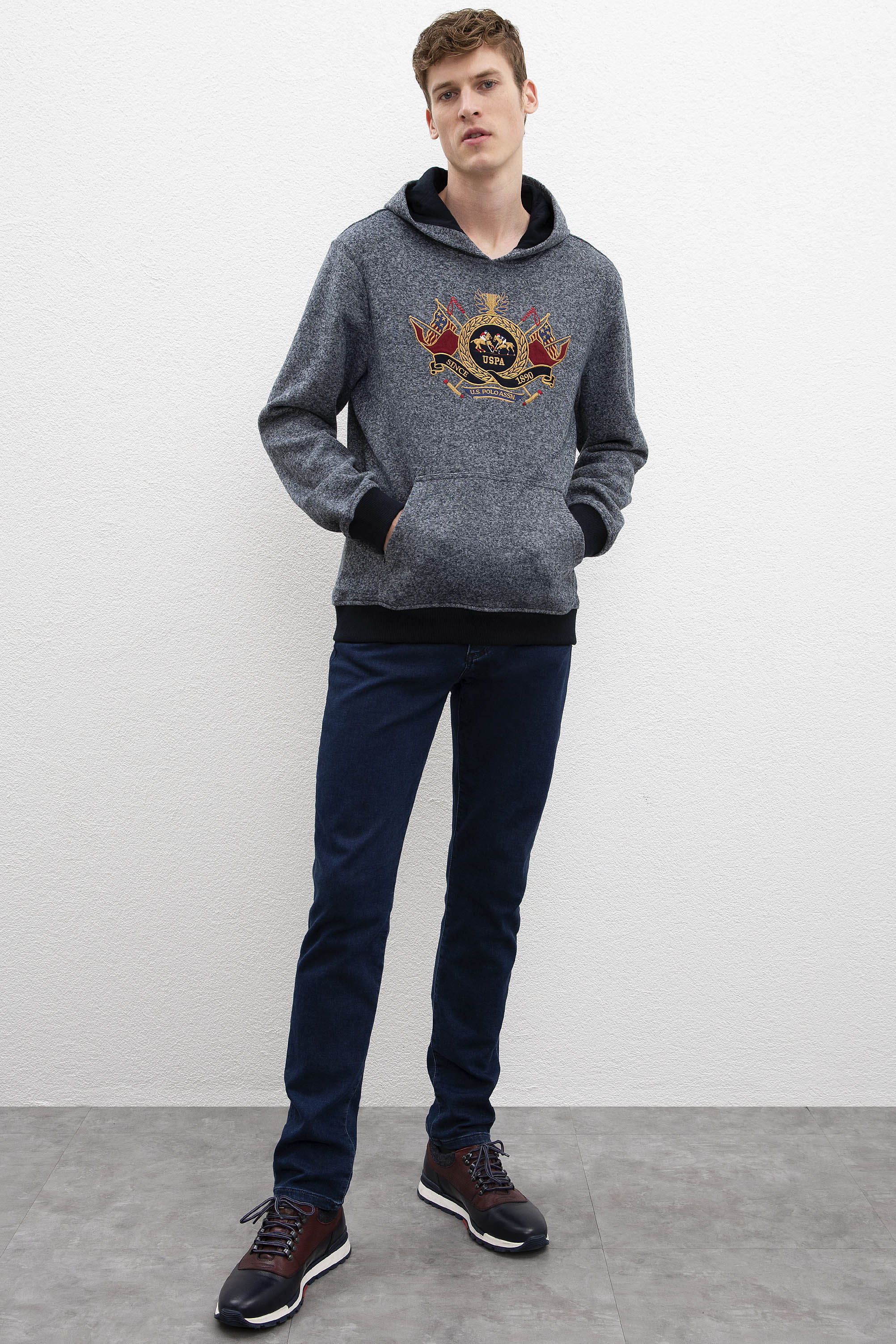Erkek Lacivert Kapüşonlu Sweatshirt