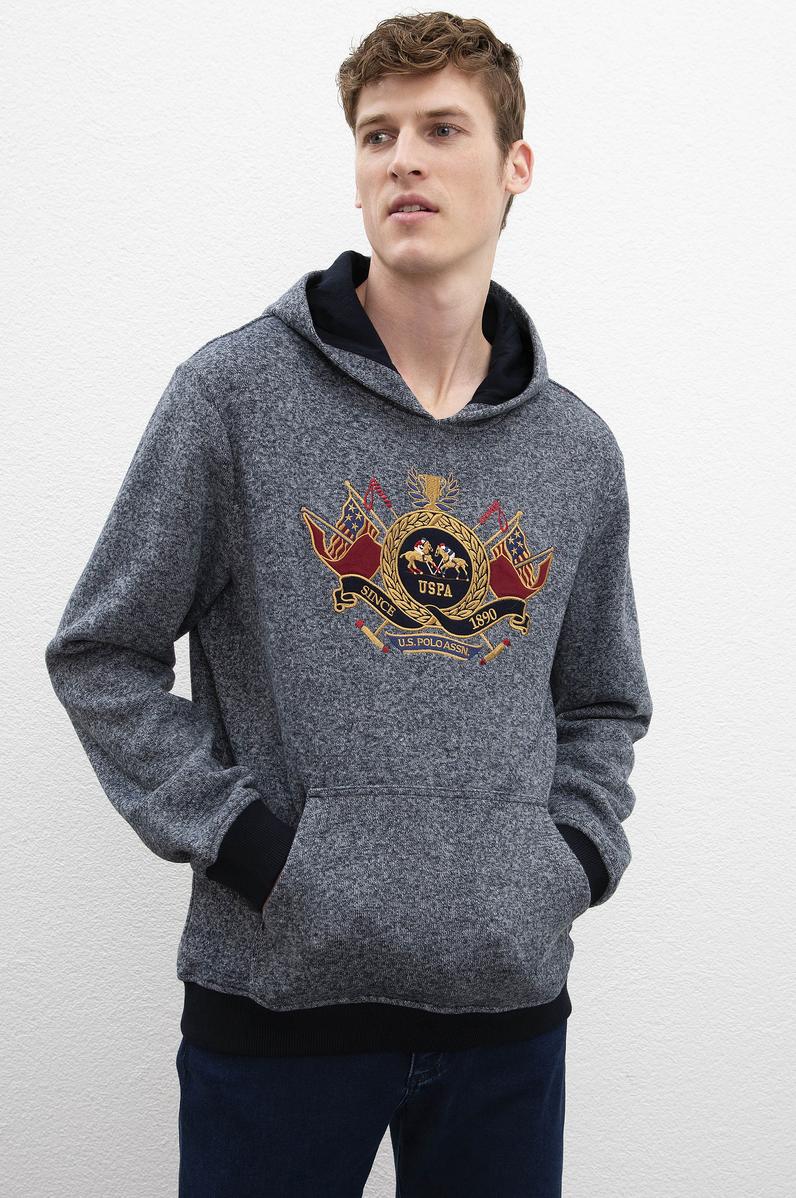 Erkek Lacivert Kapüşonlu Sweatshirt