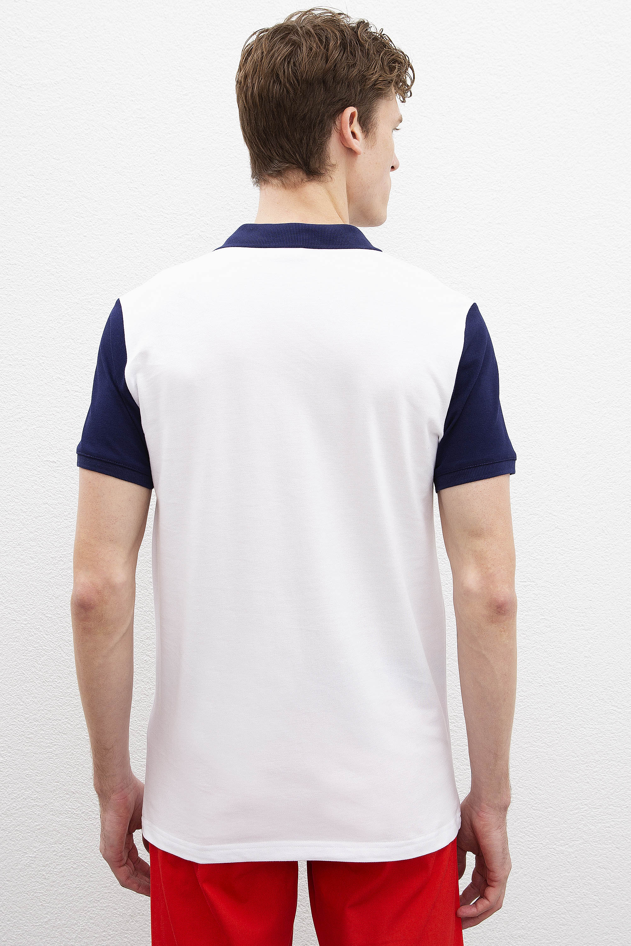 Erkek Beyaz Polo Yaka T-Shirt - Image 3