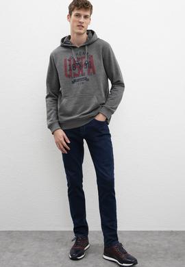 Erkek Antrasit Melanj Kapüşonlu Sweatshirt - 50208666031