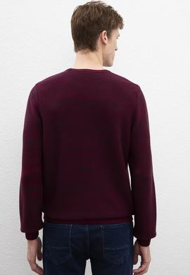 Erkek Bordo Bisiklet Yaka Triko Kazak - 50205629025