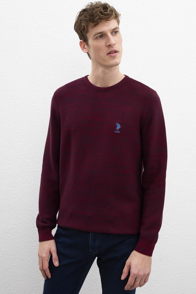 Erkek Bordo Bisiklet Yaka Triko Kazak