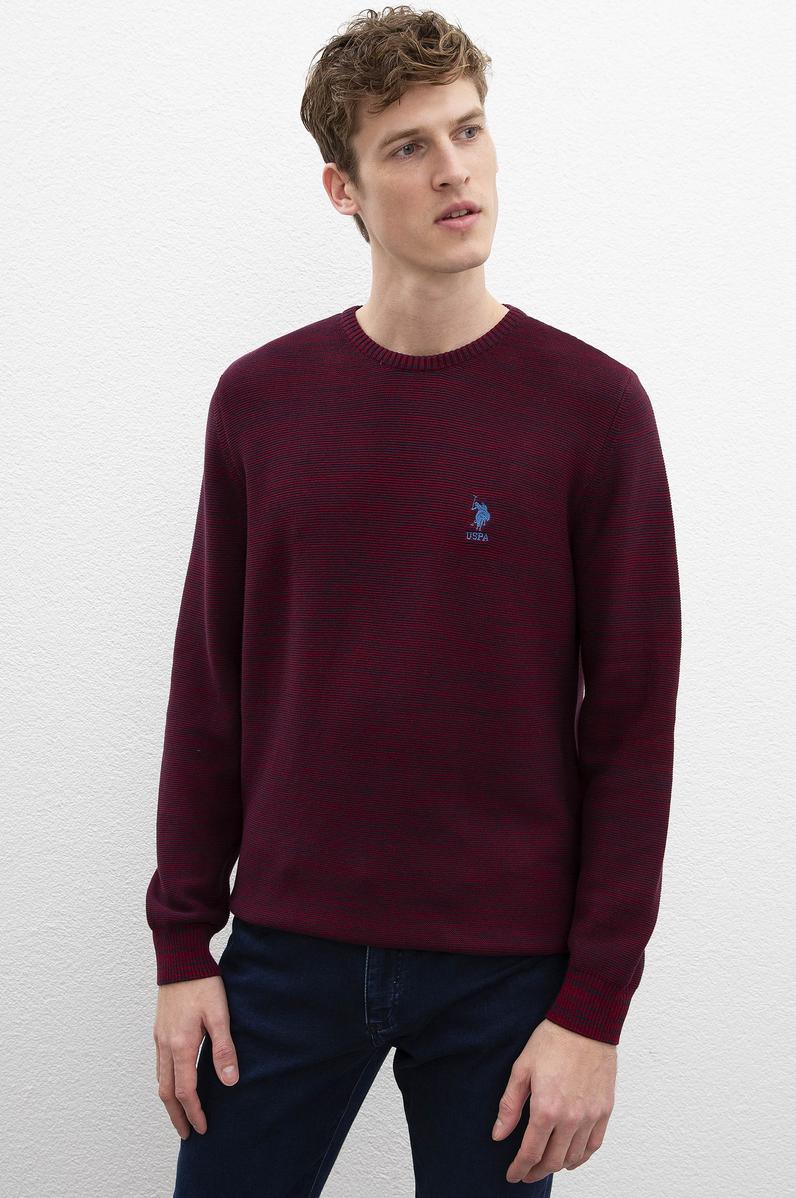 Erkek Bordo Bisiklet Yaka Triko Kazak