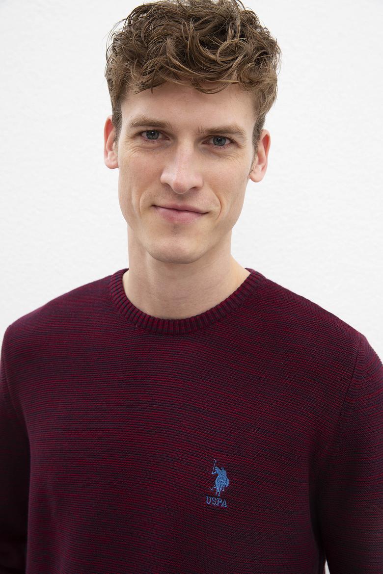 Erkek Bordo Bisiklet Yaka Triko Kazak - 50205629025