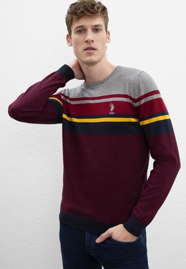 Erkek Bordo Bisiklet Yaka Triko Kazak - 50205650014