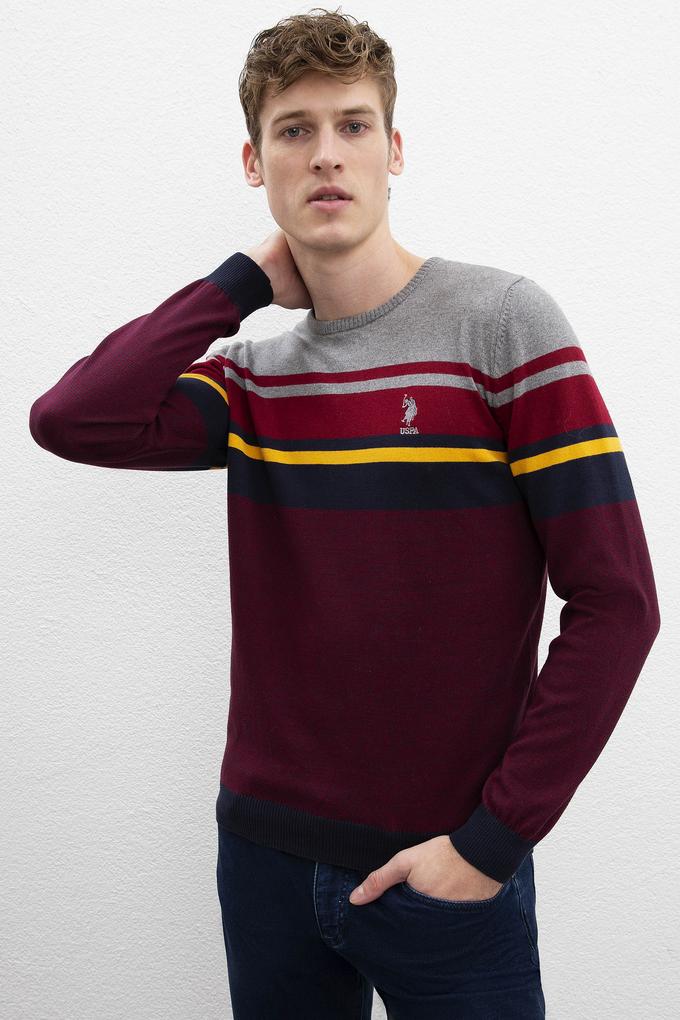 Erkek Bordo Bisiklet Yaka Triko Kazak