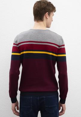 Erkek Bordo Bisiklet Yaka Triko Kazak - 50205650014