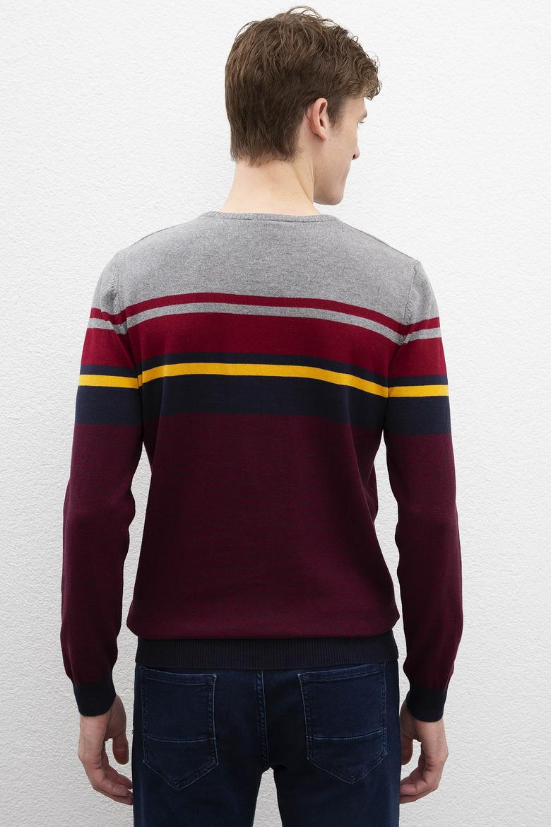 Erkek Bordo Bisiklet Yaka Triko Kazak - 50205650014