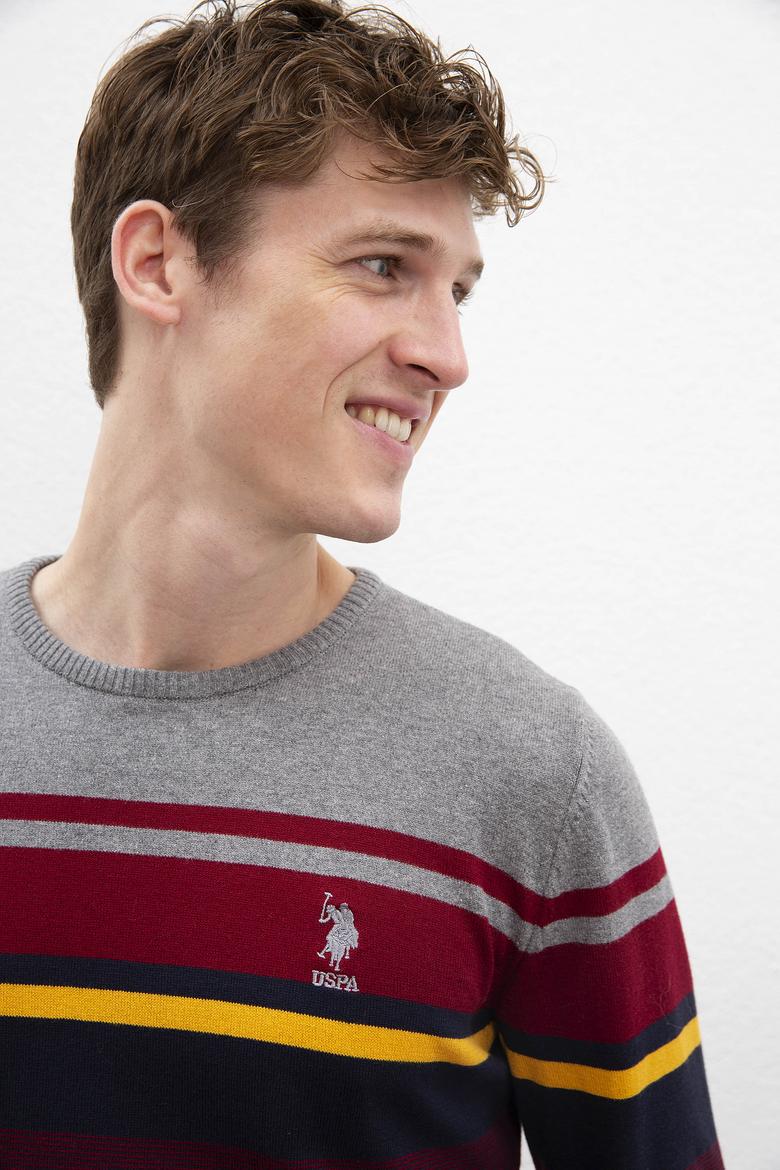 Erkek Bordo Bisiklet Yaka Triko Kazak - 50205650014