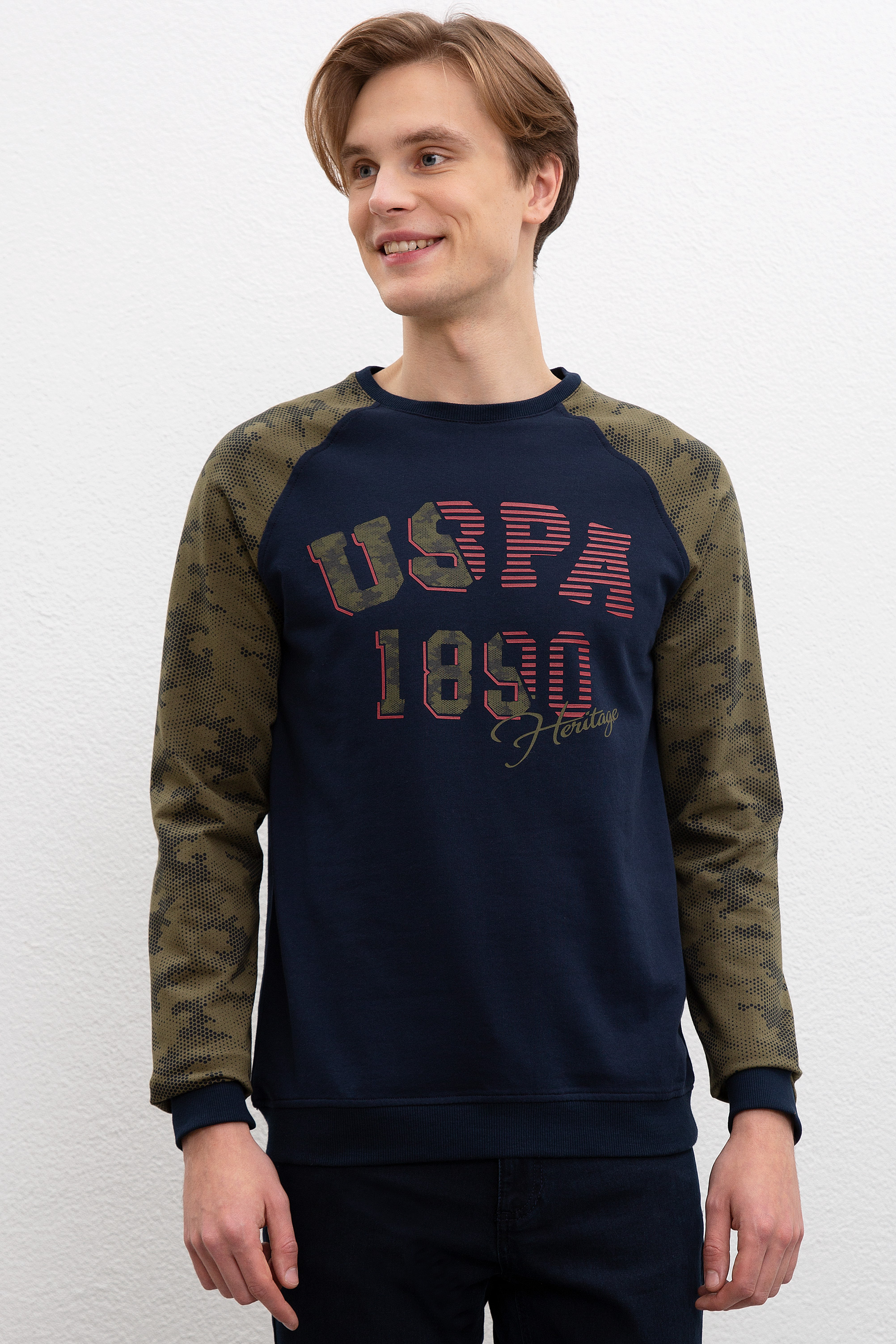 Erkek Lacivert Bisiklet Yaka Sweatshirt - Image 2