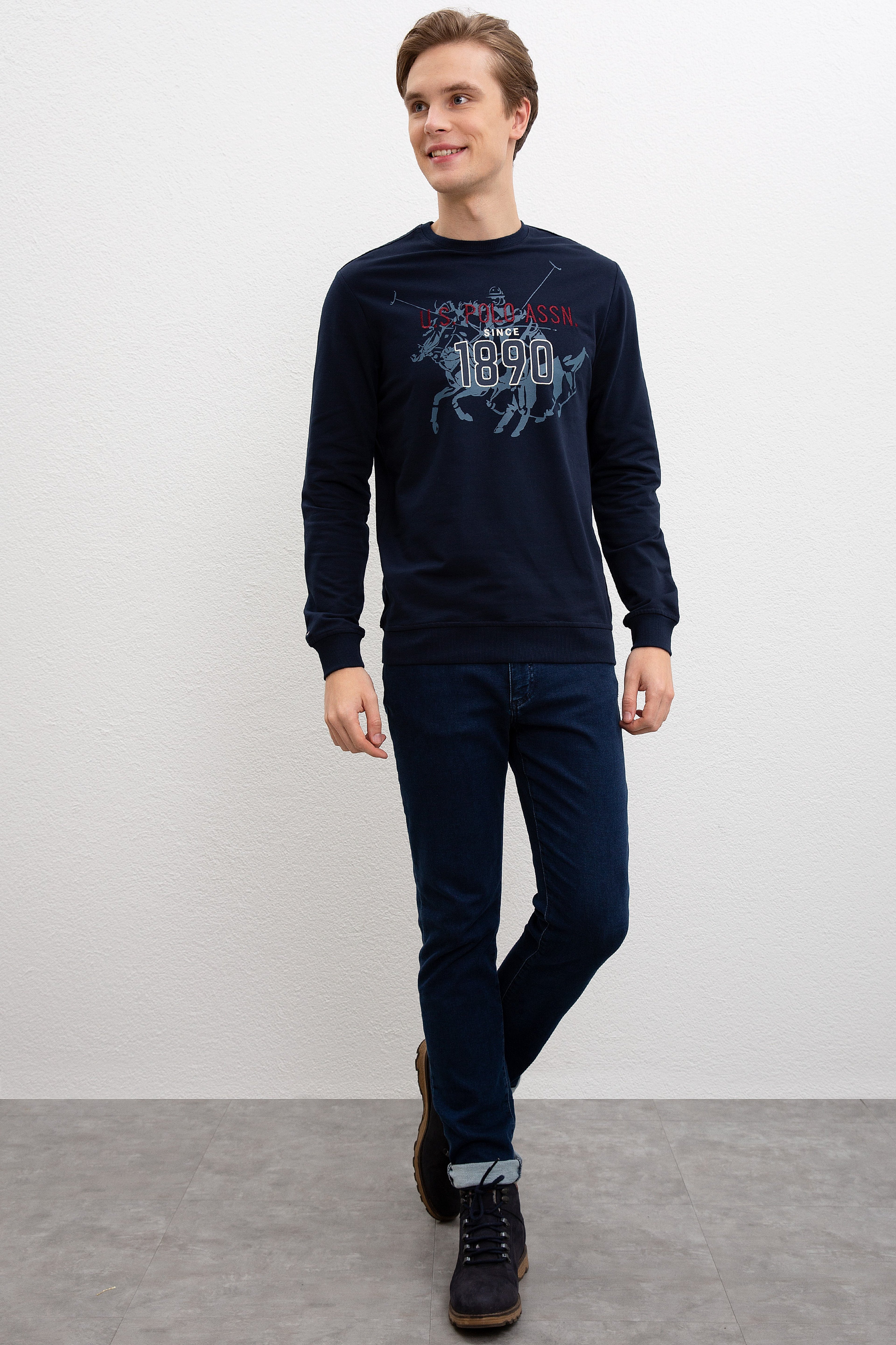 Erkek Lacivert Bisiklet Yaka Sweatshirt