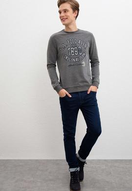 Erkek Antrasit Melanj Bisiklet Yaka Sweatshirt - 50216301011