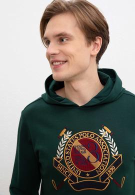 Erkek Koyu Yeşil Kapüşonlu Sweatshirt - 50207549011