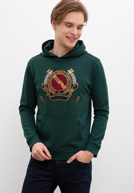 Erkek Koyu Yeşil Kapüşonlu Sweatshirt - 50207549011