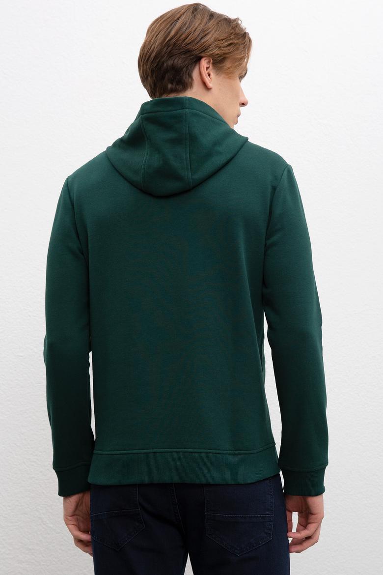 Erkek Koyu Yeşil Kapüşonlu Sweatshirt - 50207549011