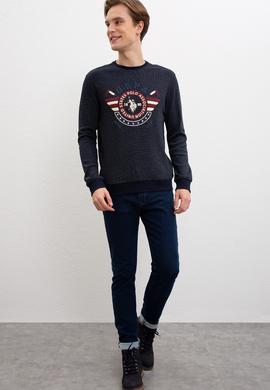 Erkek Lacivert Bisiklet Yaka Sweatshirt - 50216291001