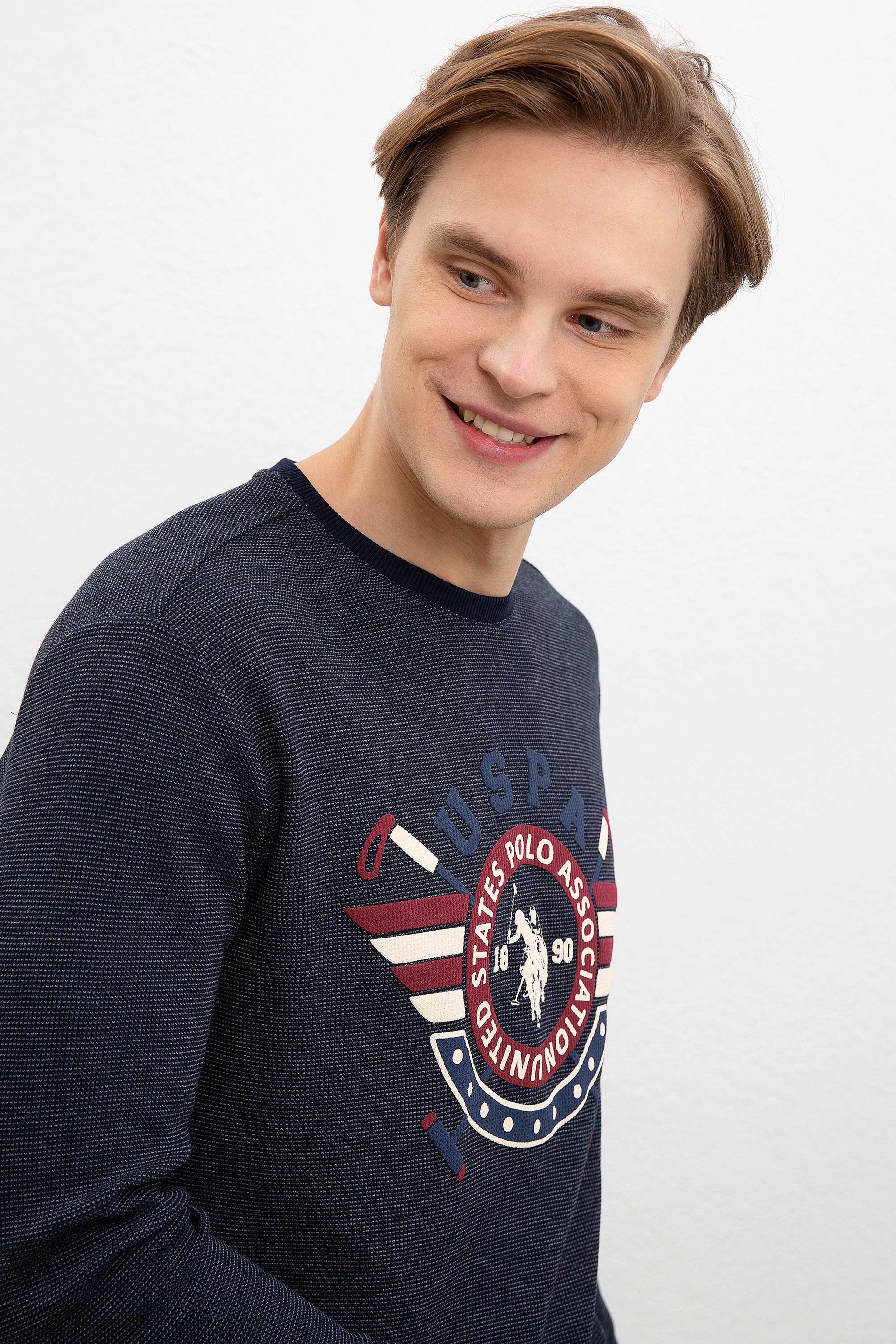 Erkek Lacivert Bisiklet Yaka Sweatshirt