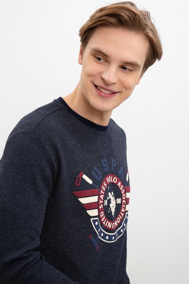 Erkek Lacivert Bisiklet Yaka Sweatshirt - 50216291001