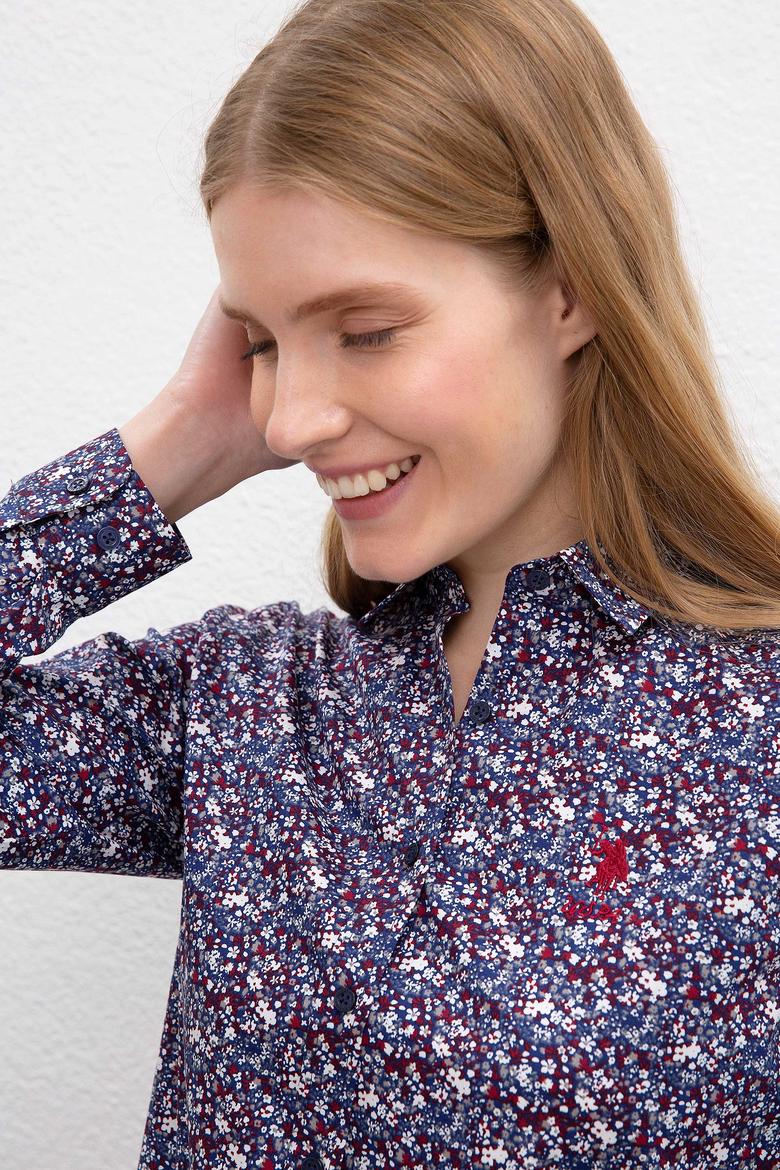 Kadın Lacivert Uzun Kollu Gömlek - 50219985003