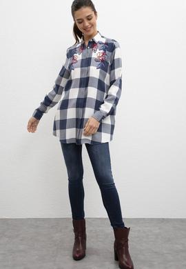 Kadın Lacivert Uzun Kollu Gömlek - 50207183003