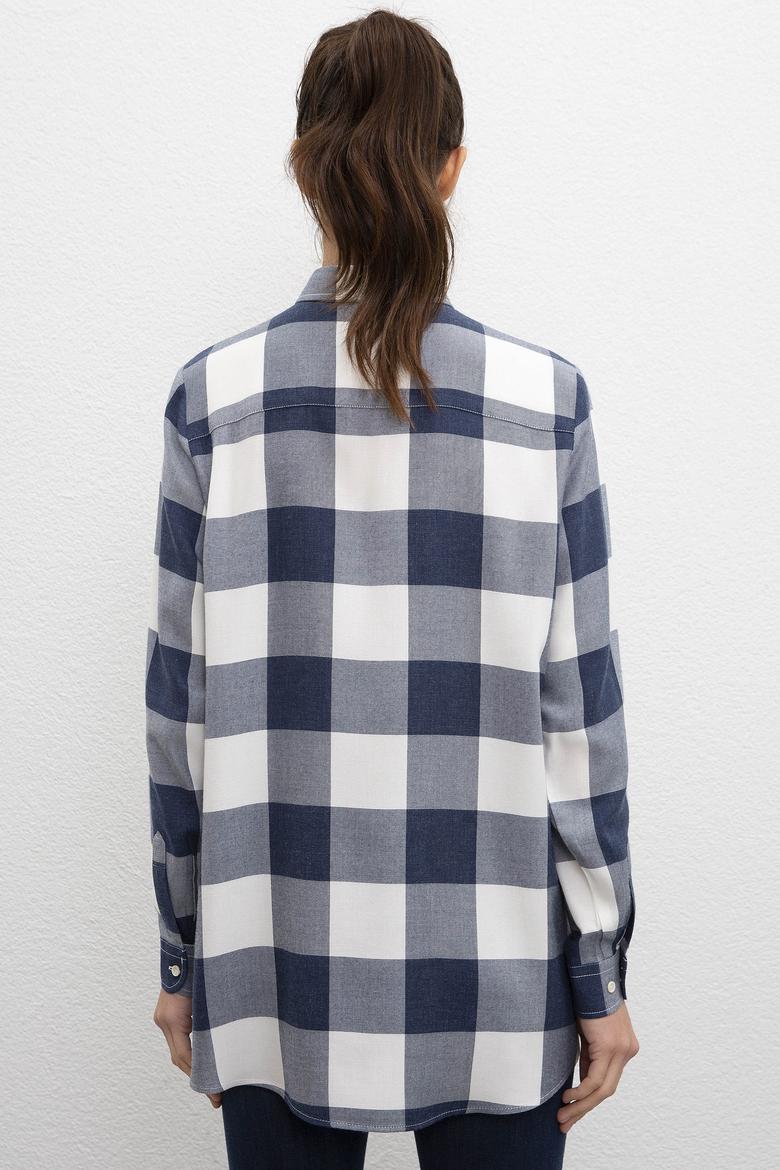 Kadın Lacivert Uzun Kollu Gömlek - 50207183003