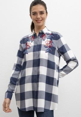 Kadın Lacivert Uzun Kollu Gömlek - 50207183003