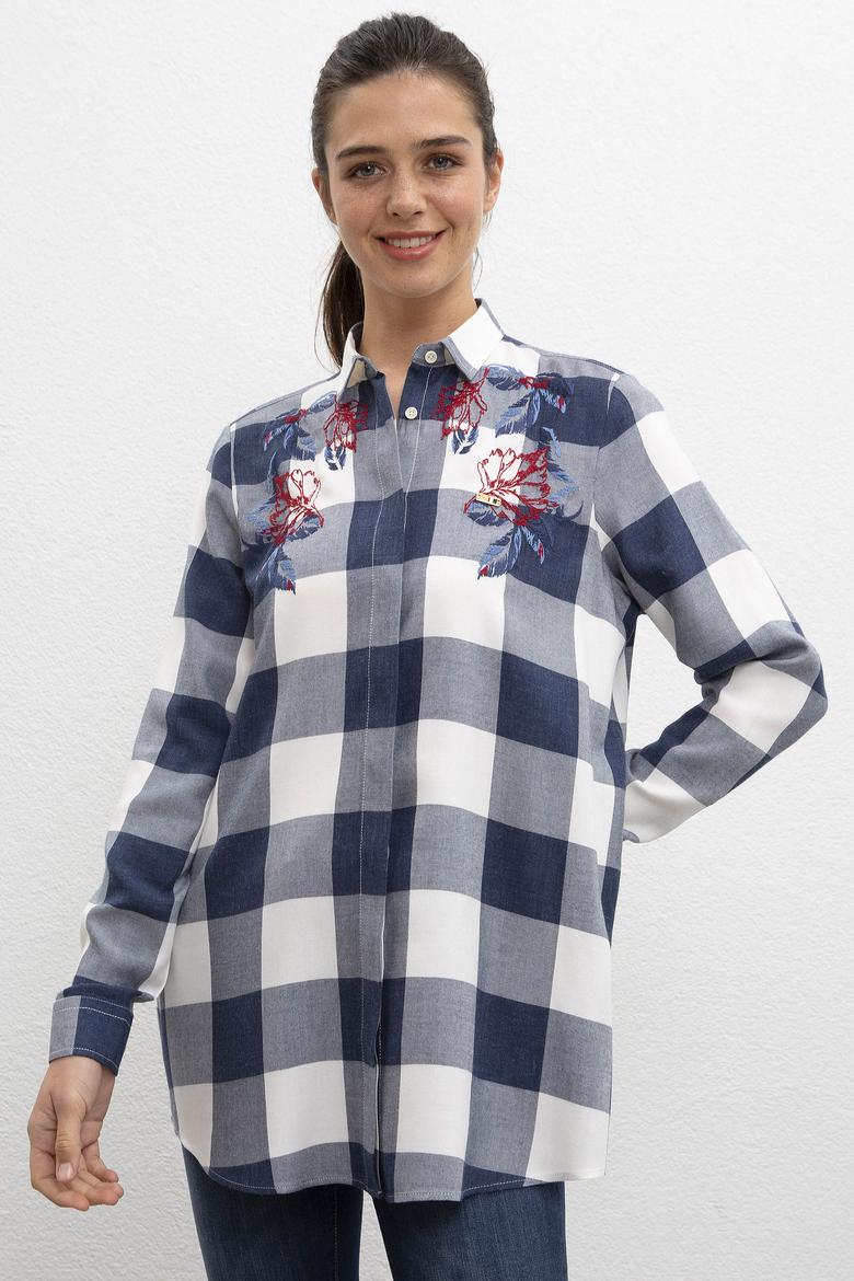 Kadın Lacivert Uzun Kollu Gömlek - 50207183003