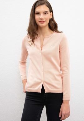 Kadın Pembe Triko Hırka Basic - 50206446075