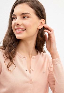 Kadın Pembe Triko Hırka Basic - 50206446075