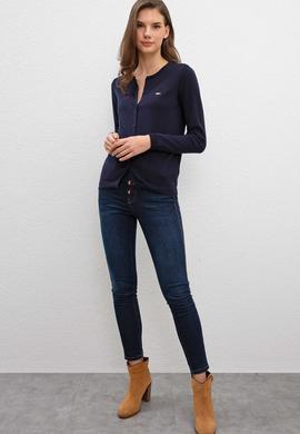 Kadın Lacivert Basic Triko Hırka - 50206446043