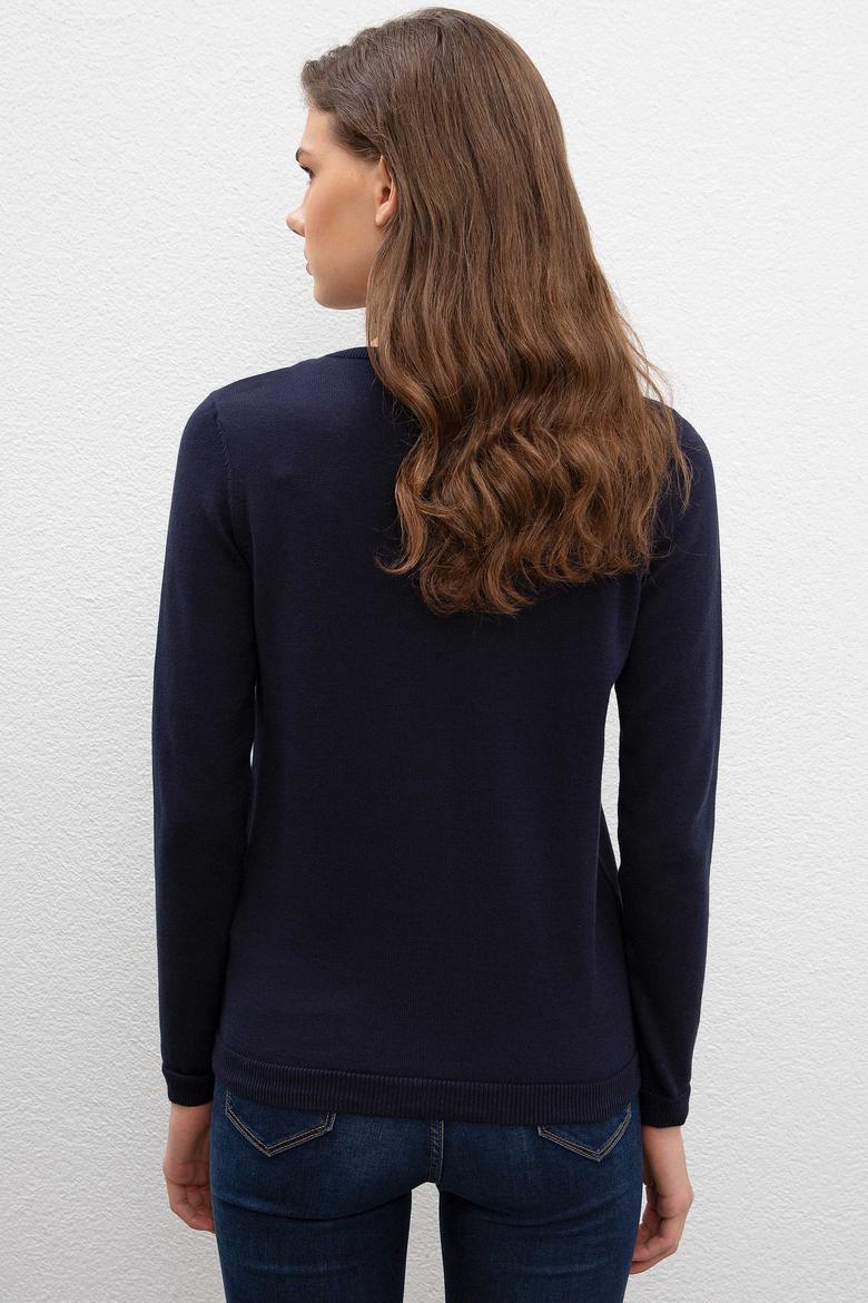 Kadın Lacivert Basic Triko Hırka - 50206446043