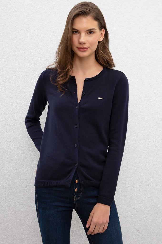 Kadın Lacivert Basic Triko Hırka