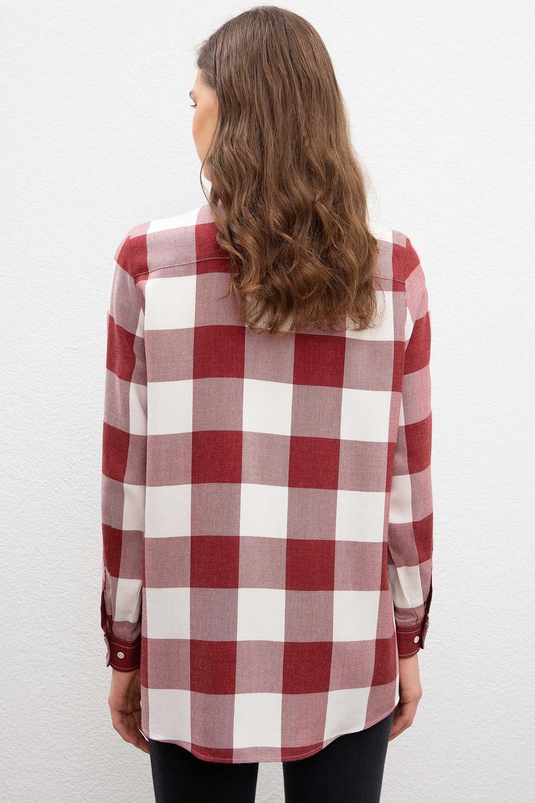 Kadın Bordo Uzun Kollu Gömlek - 50207183010