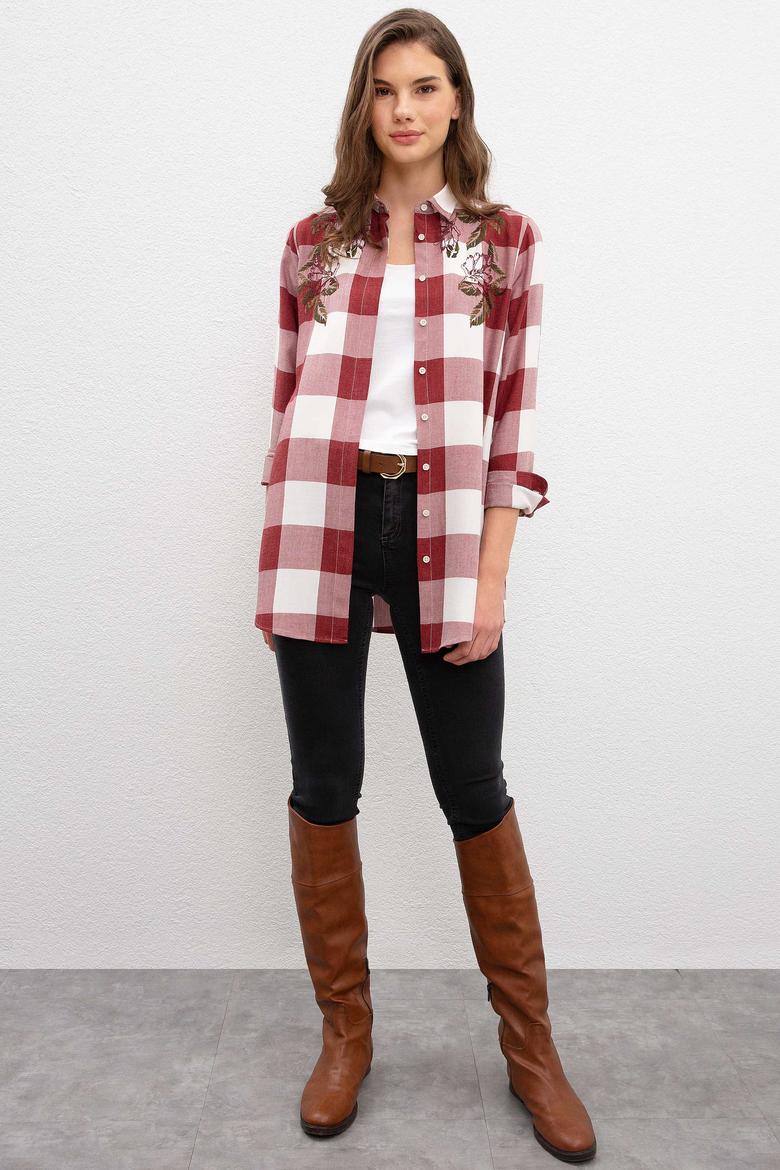 Kadın Bordo Uzun Kollu Gömlek - 50207183010