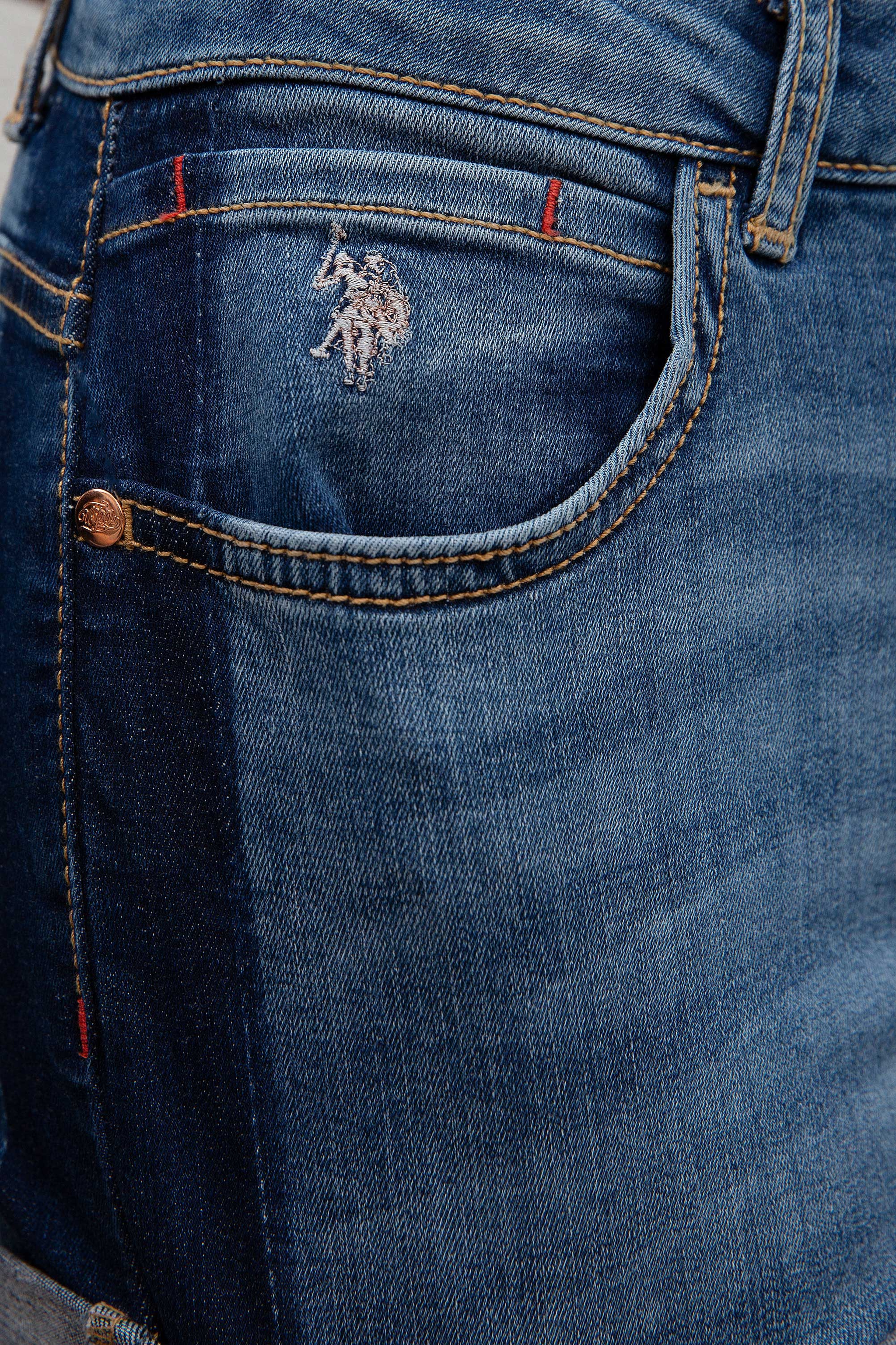 Kadın Mavi Denim Capri Bermuda - Image 4