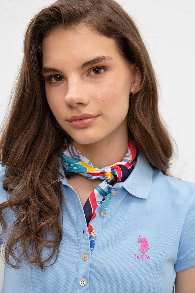 Kadın Mavi Polo Yaka T-Shirt - 50198886258